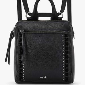 The Sak Loyola Leather Convertible Mini Backpack Crossbody Bag Purse Black Soft